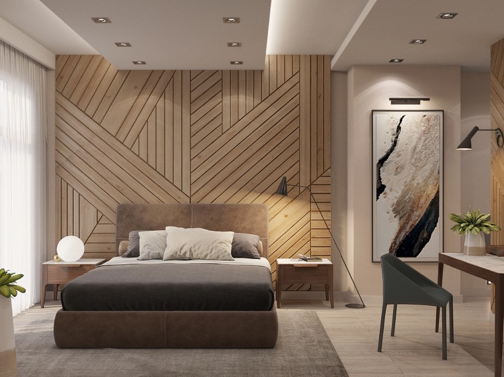 Современный интерьер загородного дома - спальня