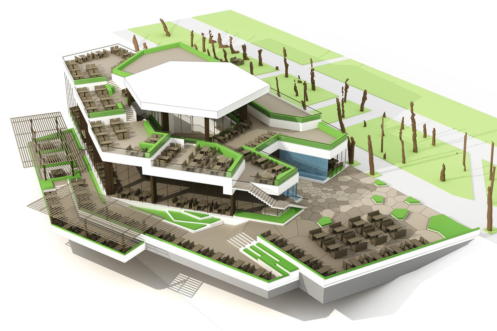 Эскизные наброски ресторанного комплекса