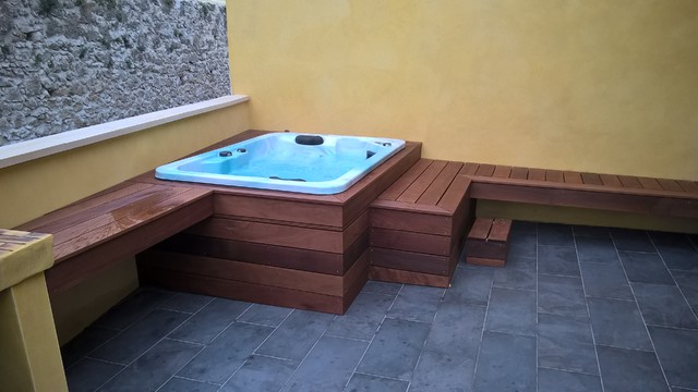 Espace d&eacute;tente shabby-chic-style-piscina