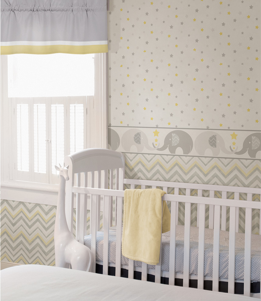 Nursery Wallpaper Elephant Border And Chevron Elephant Border And Chevron Wallpaper