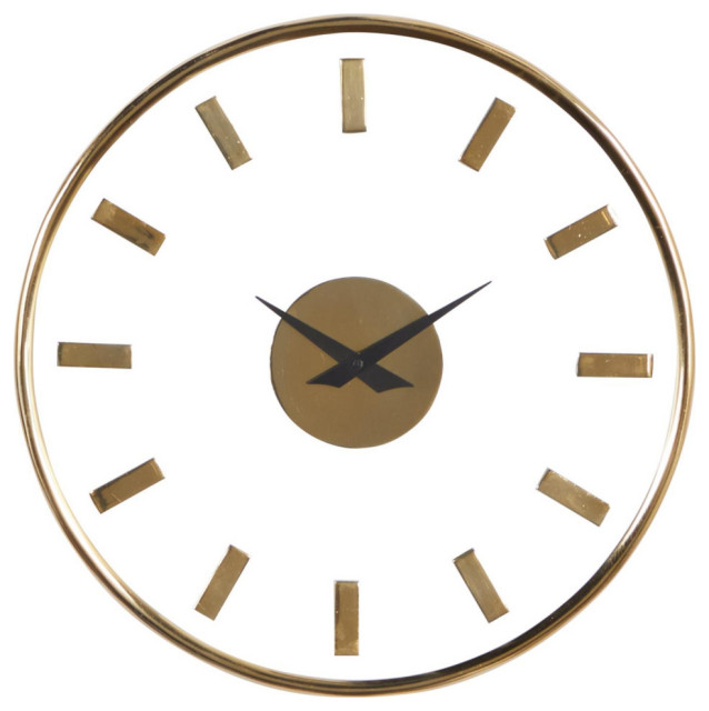Zimlay Round Gold Aluminum Wall Clock With Transparent Face 67791 Contemporary Wall Clocks