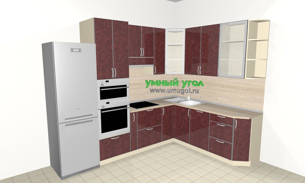 Угловая кухня с пеналом для семьи с детьми