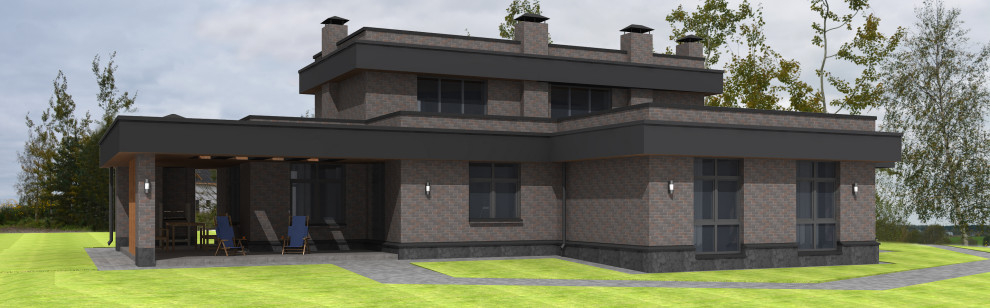 Современный коттедж с плоской кровлей