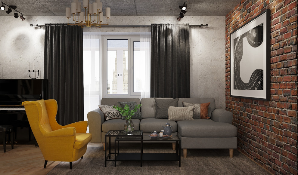 Кухня гостиная индустриальный стиль с элементами лофта