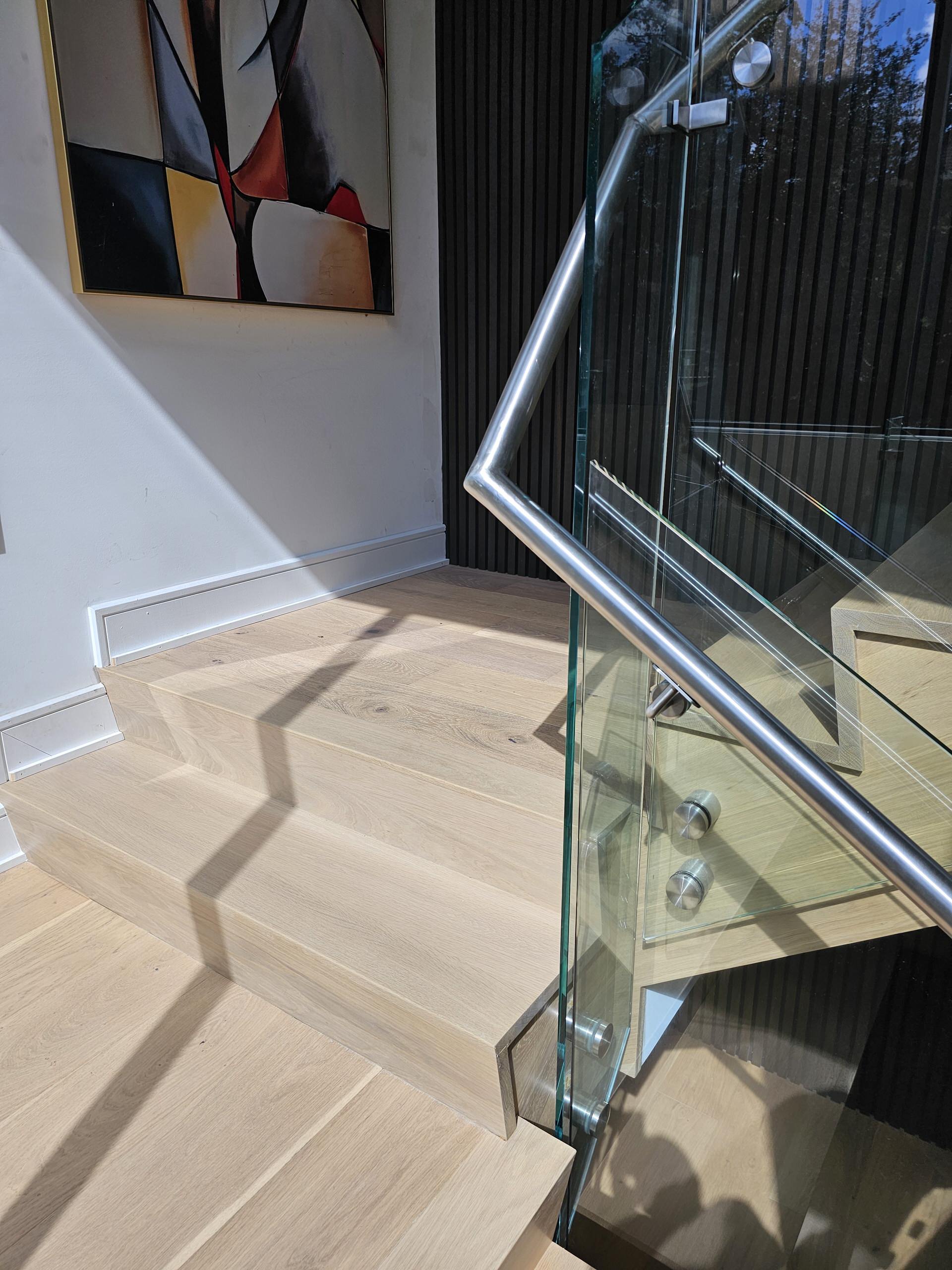 129_White Oak Slanted Riser Modern Stair, Mclean, VA 22102