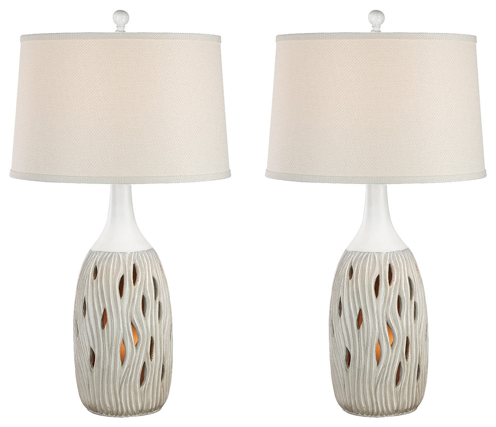 Seahaven Transitional Coastal Table Lamp, Set Of 2, Oyster ...