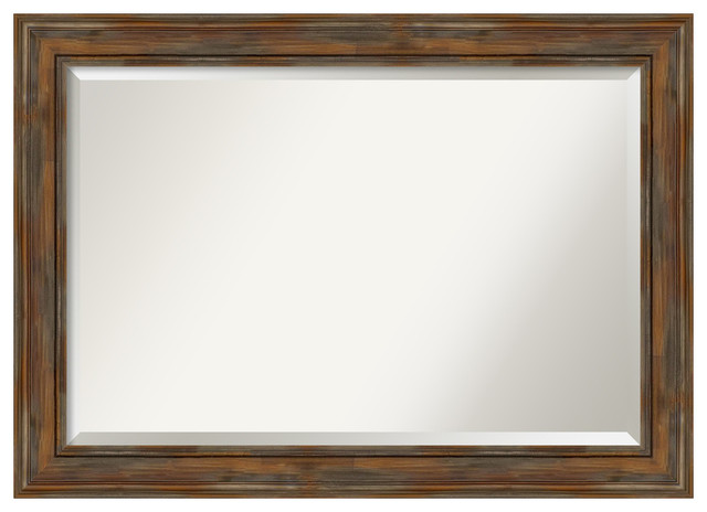 Alexandria Rustic Brown Wood Bathroom Mirror Traditional
