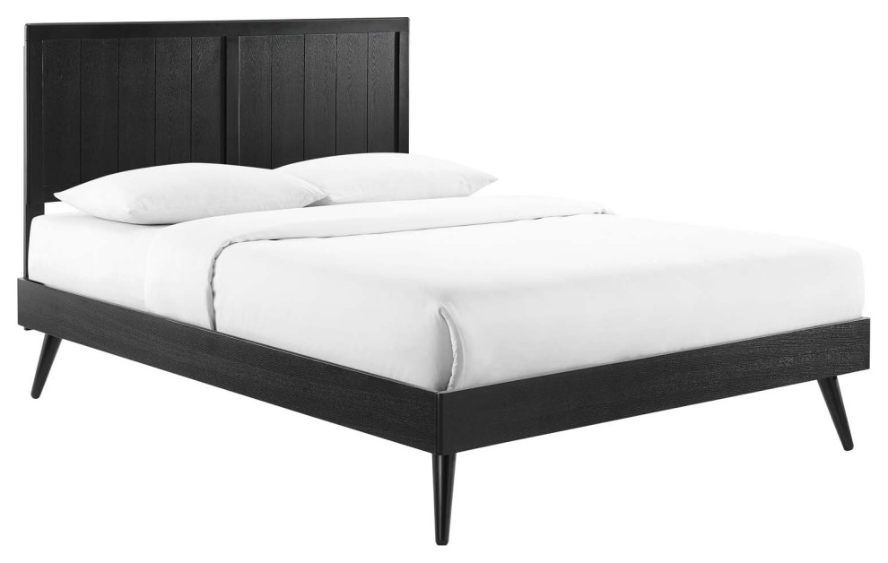 Alana Full Wood Platform Bed With Splayed Legs MOD-6619-BLK