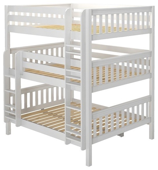 triple bunk beds with stairs and storage