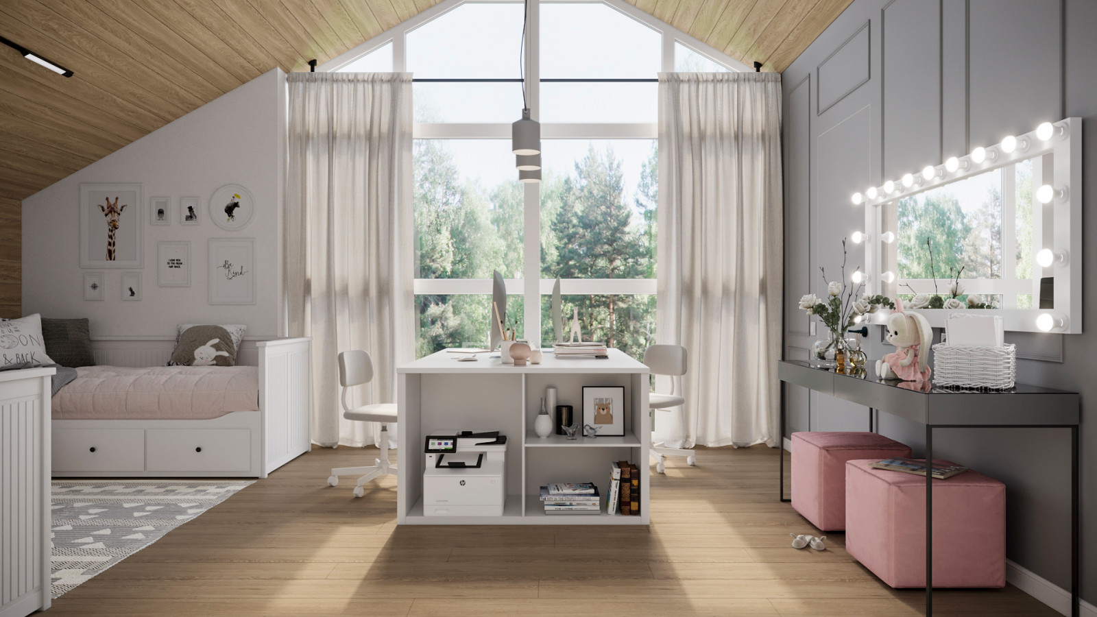 Барнхауз с мансардными окнами в серых оттенках