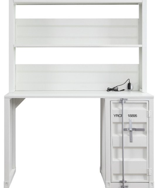 Container Design Metal Writing Desk With Hutch Industrial Desks And