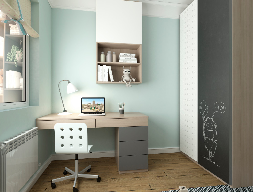 Сложное зонирование: спальня+кабинет+коридор. Обновление лоджии и детской.