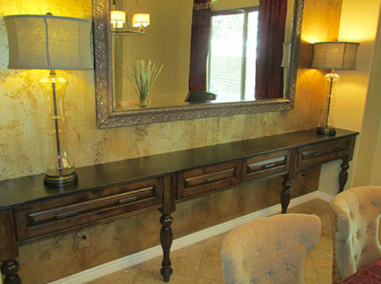 Inspiration for a transitional dining room remodel in Phoenix with green walls