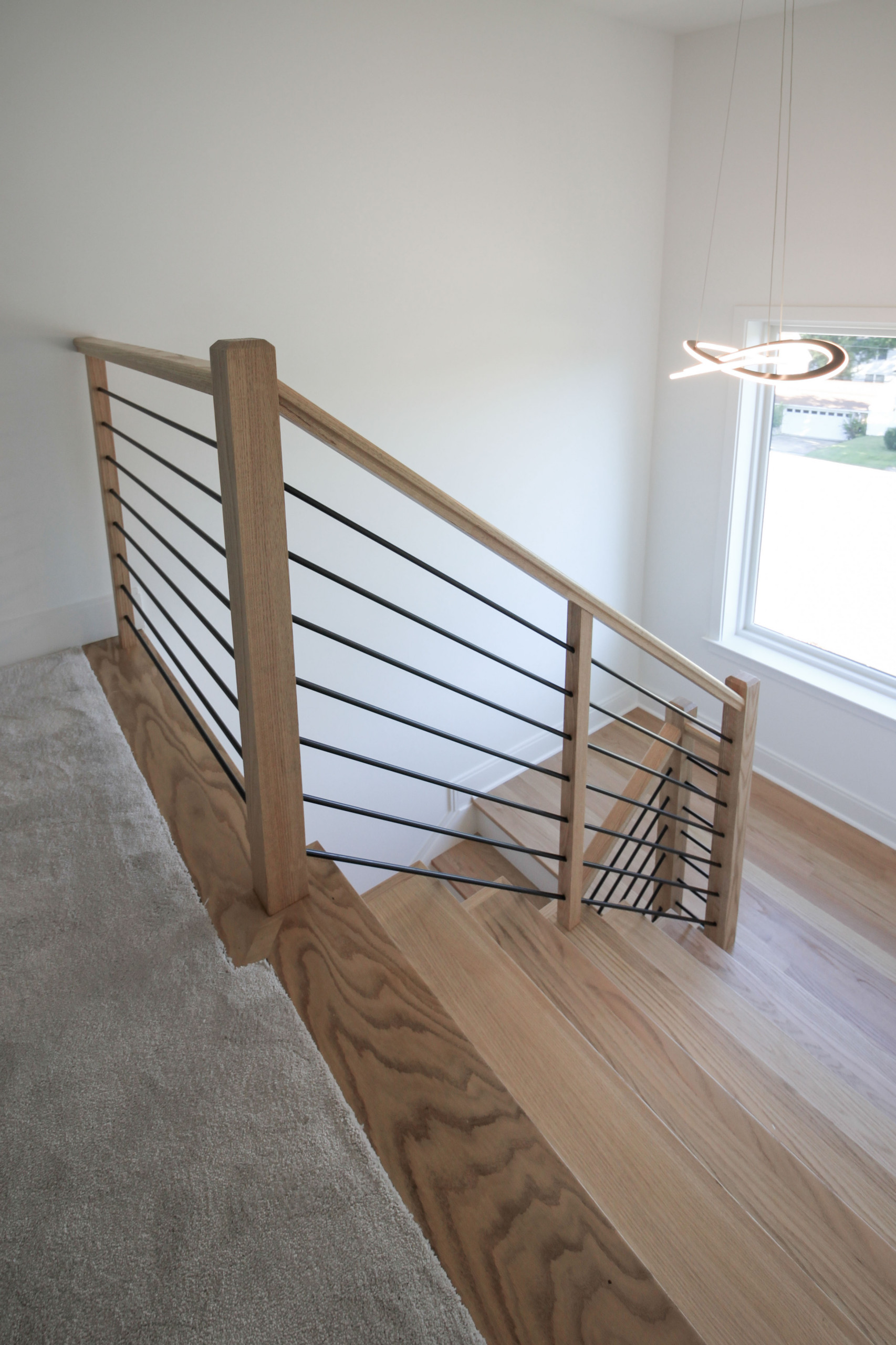 94_Neutral Color Floating Staircase with Metal Balusters, Bethesda MD 20817