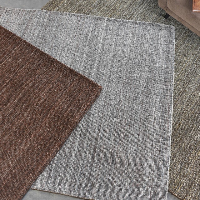 Hand Woven Wool Light Brown Area Rug 5 X8 Neutral Solid Flat Weave