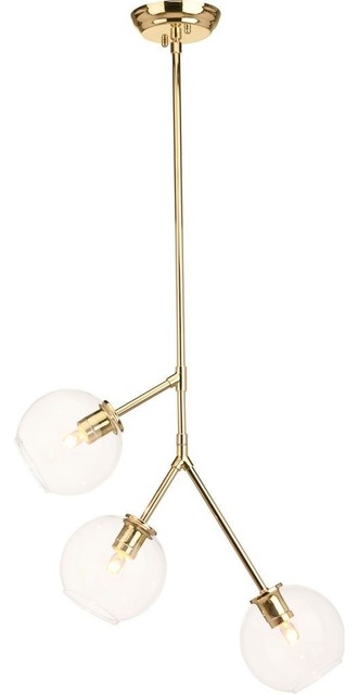 Nuevo Living Atom 3 Lighting Pendant, Clear Glass - Midcentury ...