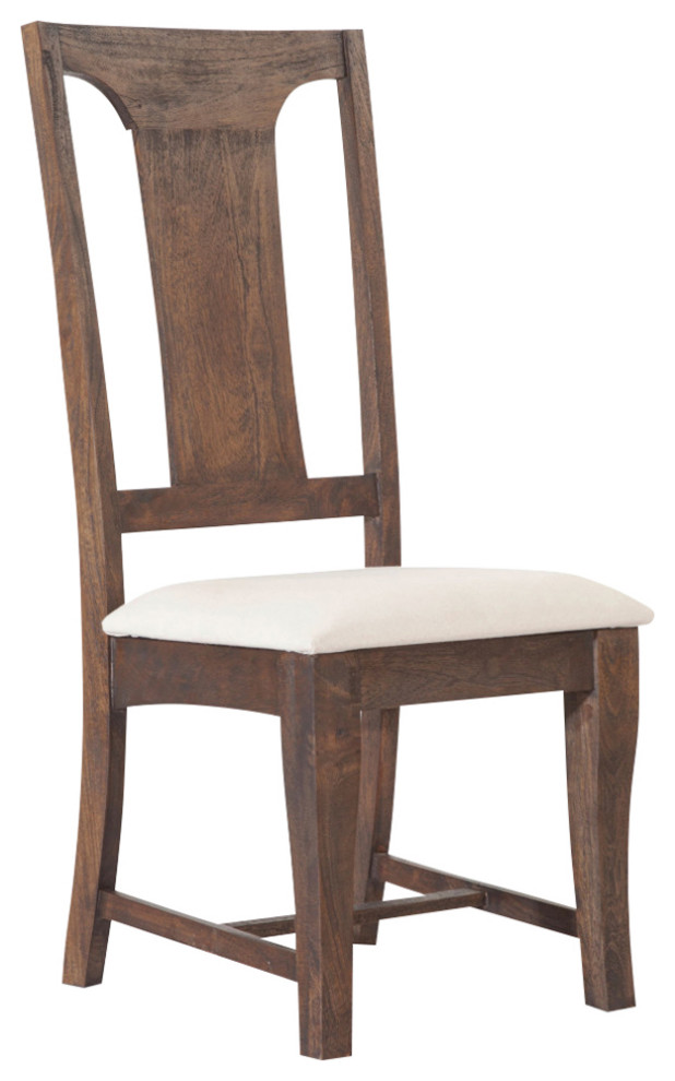 Toulon Weathered Mango Wood Dining Chairs With Cushion Seat, Set of 2