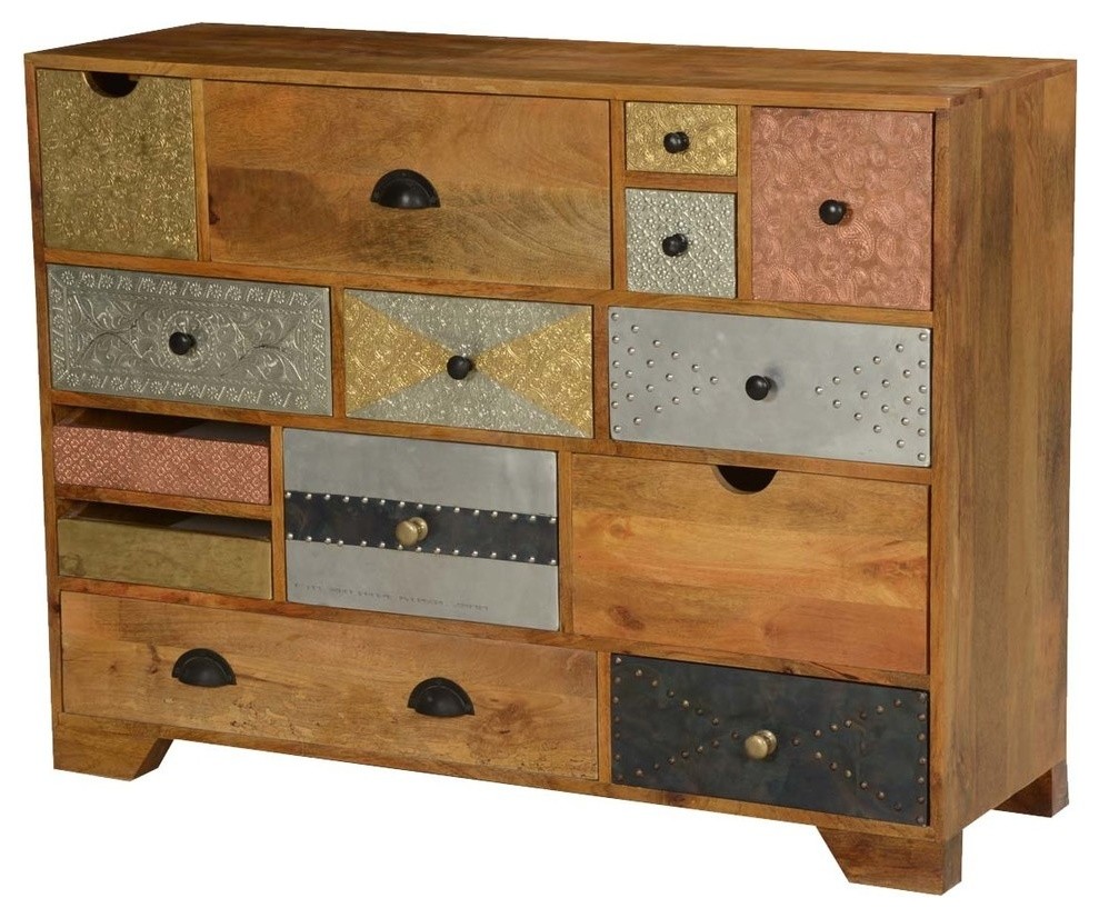 Crazy Quilt Mango Wood Standard Horizontal 14 Drawer Dresser Transitional Dressers By Sierra Living Concepts Houzz Crazy Quilt Mango Wood Standard