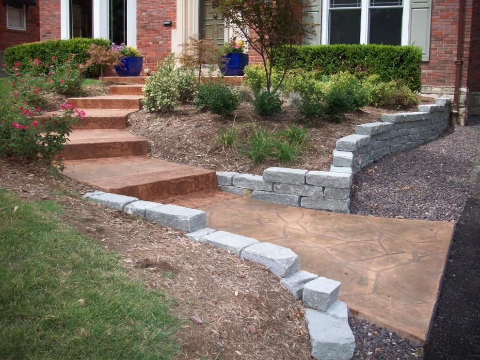 University City, Missouri stamped concrete step set, walkway, and porch with lim