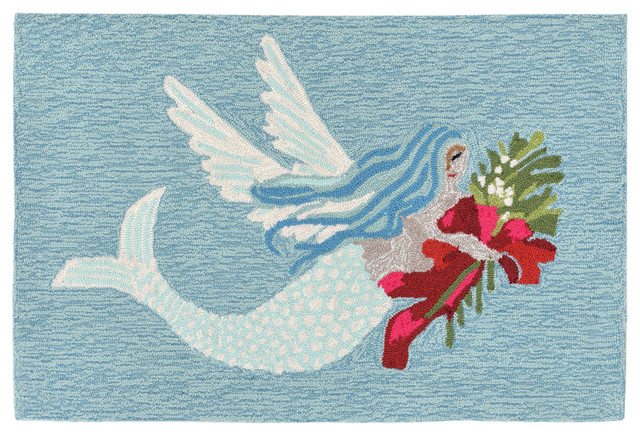 Frontporch Mermangel Indoor Outdoor Rug Blue Beach Style Frontporch Mermangel Indoor Outdoor Rug Blue