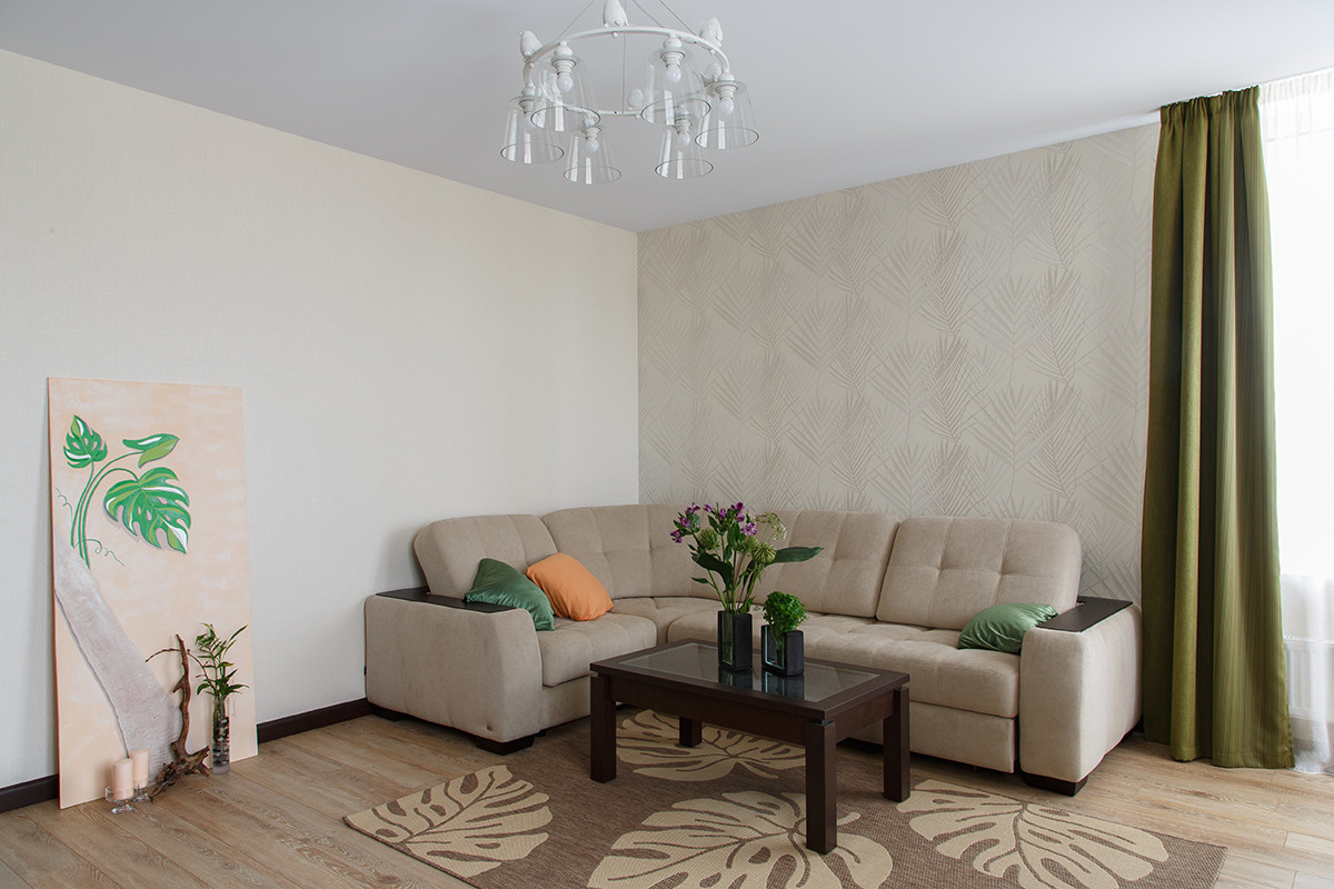 Двухкомнатная квартира 63 кв.м под названием "Солнечный берег" Стиль - ЭКО