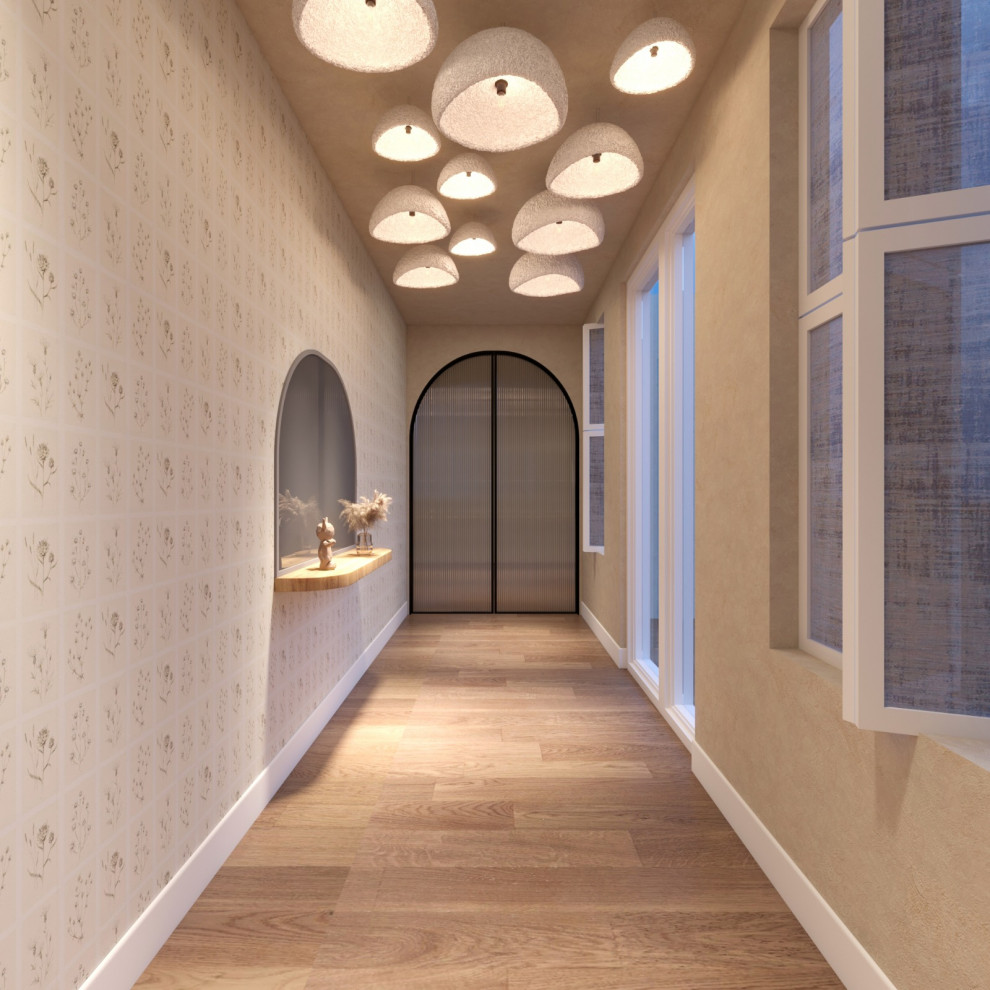 Exemple d'un couloir avec du papier peint.
