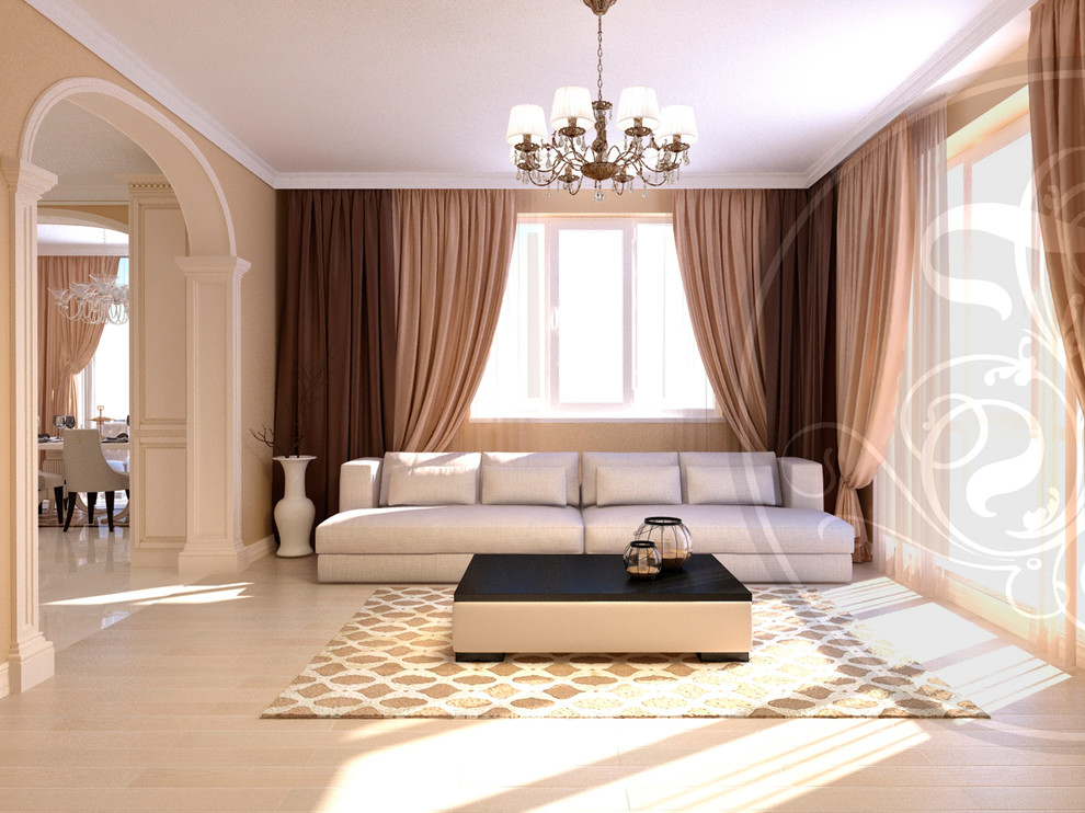 Кухня-гостиная, неоклассика (г. Горячий Ключ)