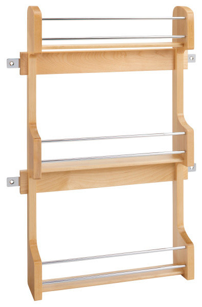 Cabinet Door Mount Wood 3 Shelf Spice Rack Transitional Spice
