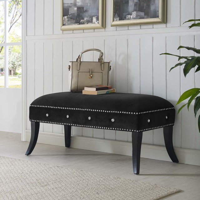 Modern Contemporary Urban Design Bedroom Living Room Bench, Black ...