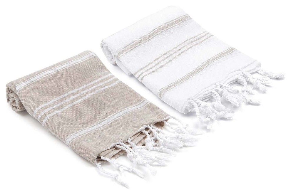 Bodrum Datca Turkish Hand Towels, 2-Piece Set, Desert Sand