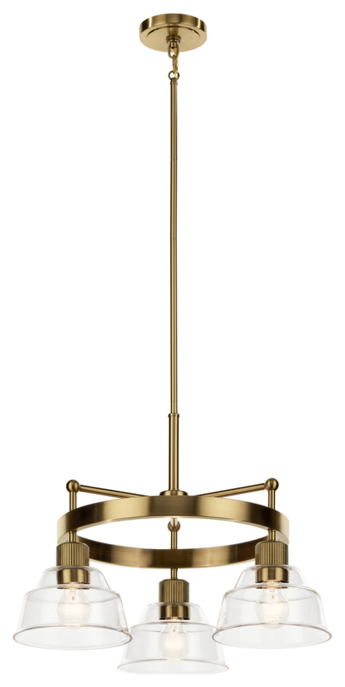 Eastmont 3-Light Industrial Chandelier in Brushed Brass
