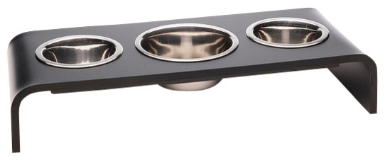 Triple Bowl Raised Feeder For A Dog Or Cat 6 Contemporary Pet Triple Bowl Raised Feeder For A Dog Or Cat Black 4