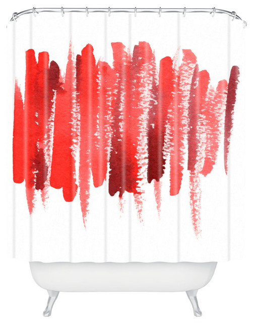 Social Proper Red Strokes Shower Curtain, Standard 69"x72