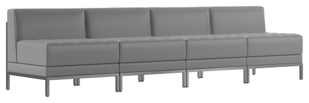 HERCULES Imagination Series LeatherSoft Lounge Set, 4 Pieces, Gray