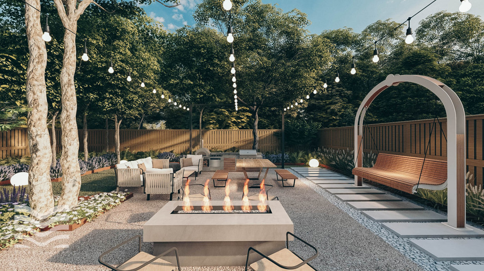 Foto di un giardino minimalista esposto a mezz'ombra di medie dimensioni e dietro casa con pavimentazioni in cemento
