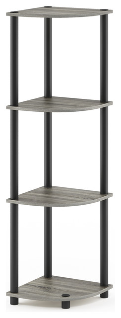4-Tier Corner Display Rack Multipurpose Shelving Unit, French Oak Gray ...