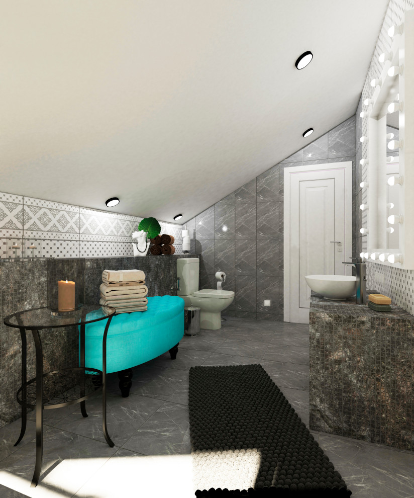 Дизайн интерьера санузла в частном доме второго этажа