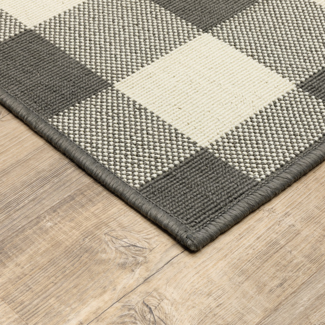 Martinique Gingham Check Indoor/Outdoor Area Rug Farmhouse Outdoor Rugs by Newcastle Home