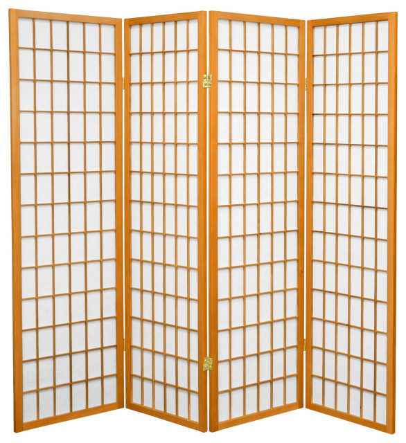 Room Divider, Scandinavian Spruce Wood With Rice Paper Screen Modern