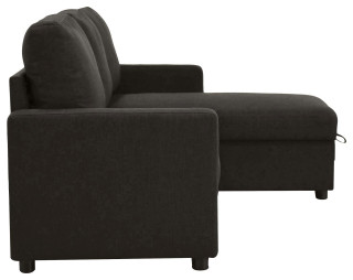  ACME Hiltons Sectional Sofa With Sleeper Storage Charcoal 