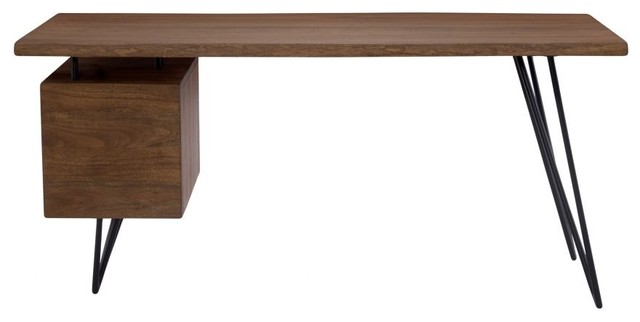 64 W Ronald Desk High Quality Acacia Wood Iron Hairpin Legs