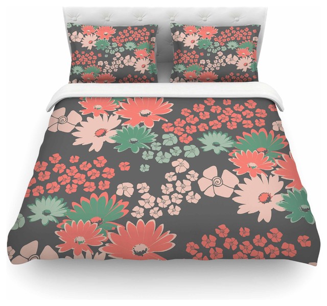 Zara Martina Mansen Natures Bouquet Coral Green Duvet Cover Zara Martina Mansen Natures Bouquet Coral Green Duvet Cover Cotton Queen Contemporary