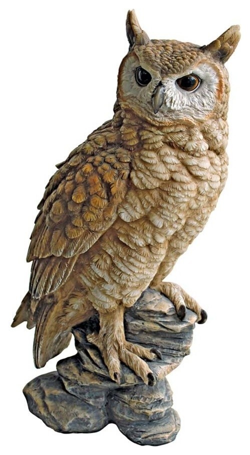 Perching Forest Owl Statue Rustic Garden Statues And Yard Art