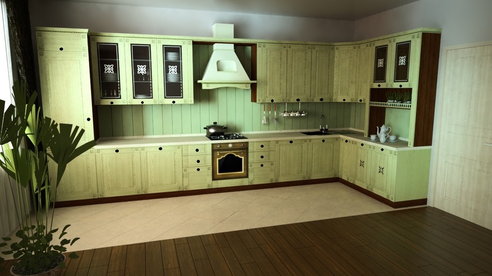 Кухня в стиле кантри/прованс с фасадами Флореале Верде