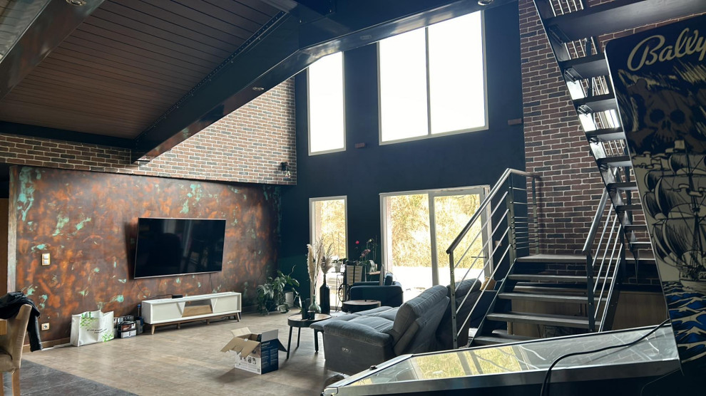 En cours : Décoration d'une pièce de vie style loft industriel