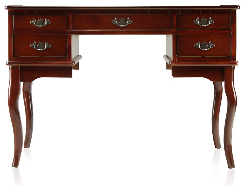 Solid Wood Vanity Table With 3 Sided Mirror & Fabric Padded Stool