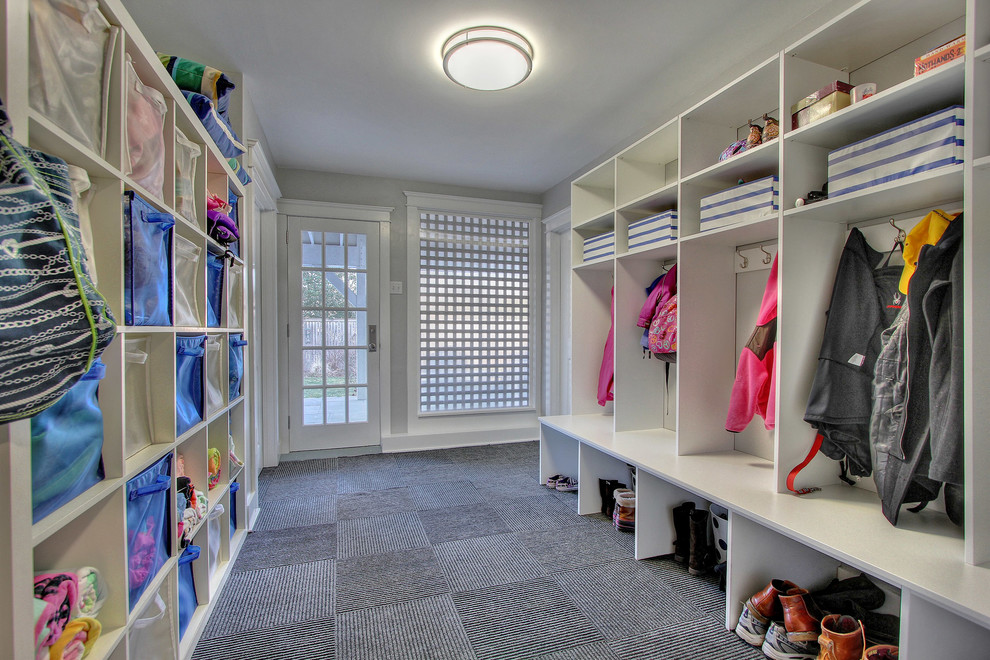 Transitional mudroom in New York.