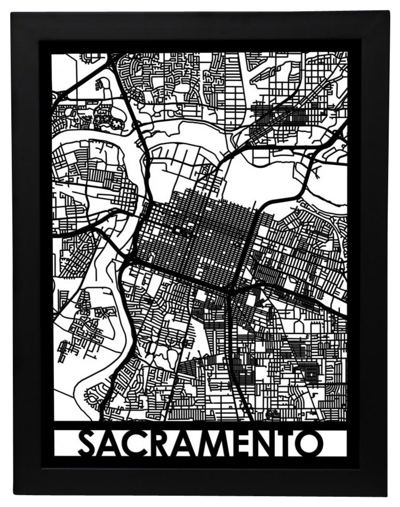 Sacramento Street Map - Contemporary - Prints And Posters - by Cut Maps ...