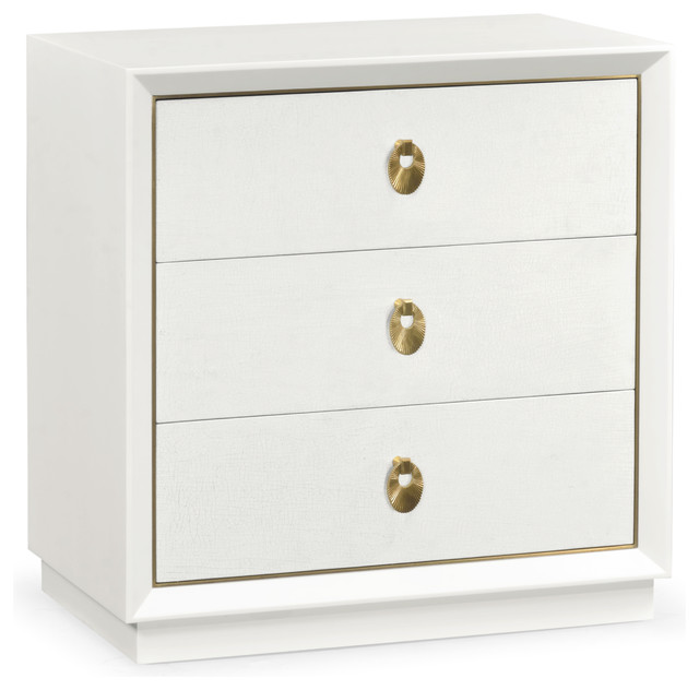 Small IVory And Crackle Ceramic Lacquered Chest of Drawers