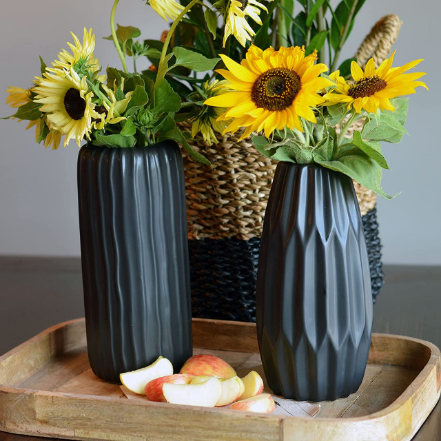 Iconic Scandi Black Matte Vases, Set of 2 - Transitional - Vases - by ...